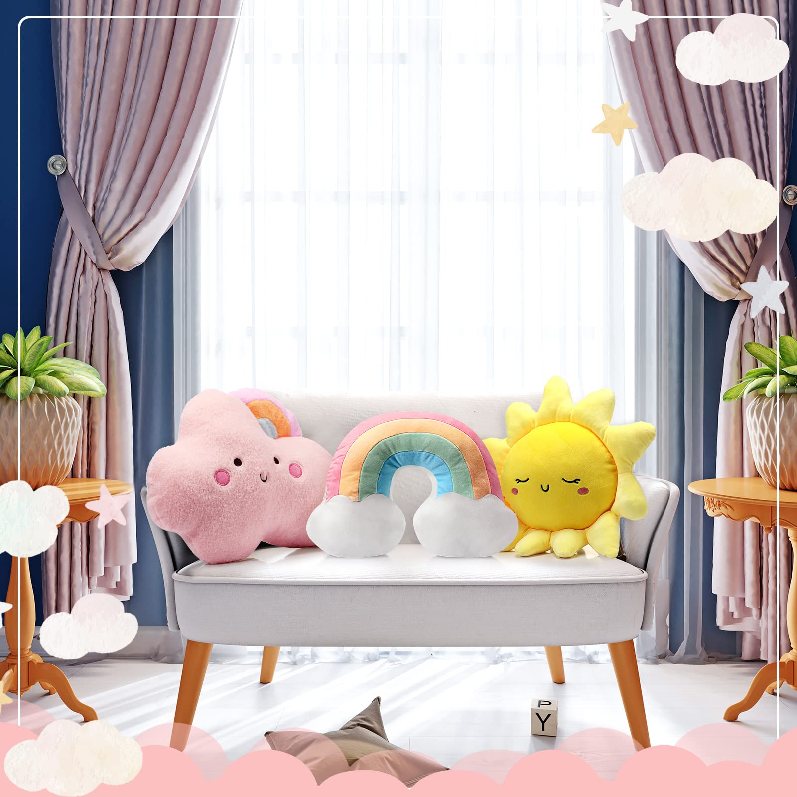 Kids plush pillow set for bedrooms and sofas