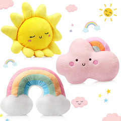 Queekay set of 3 kids cloud rainbow pillow bundle