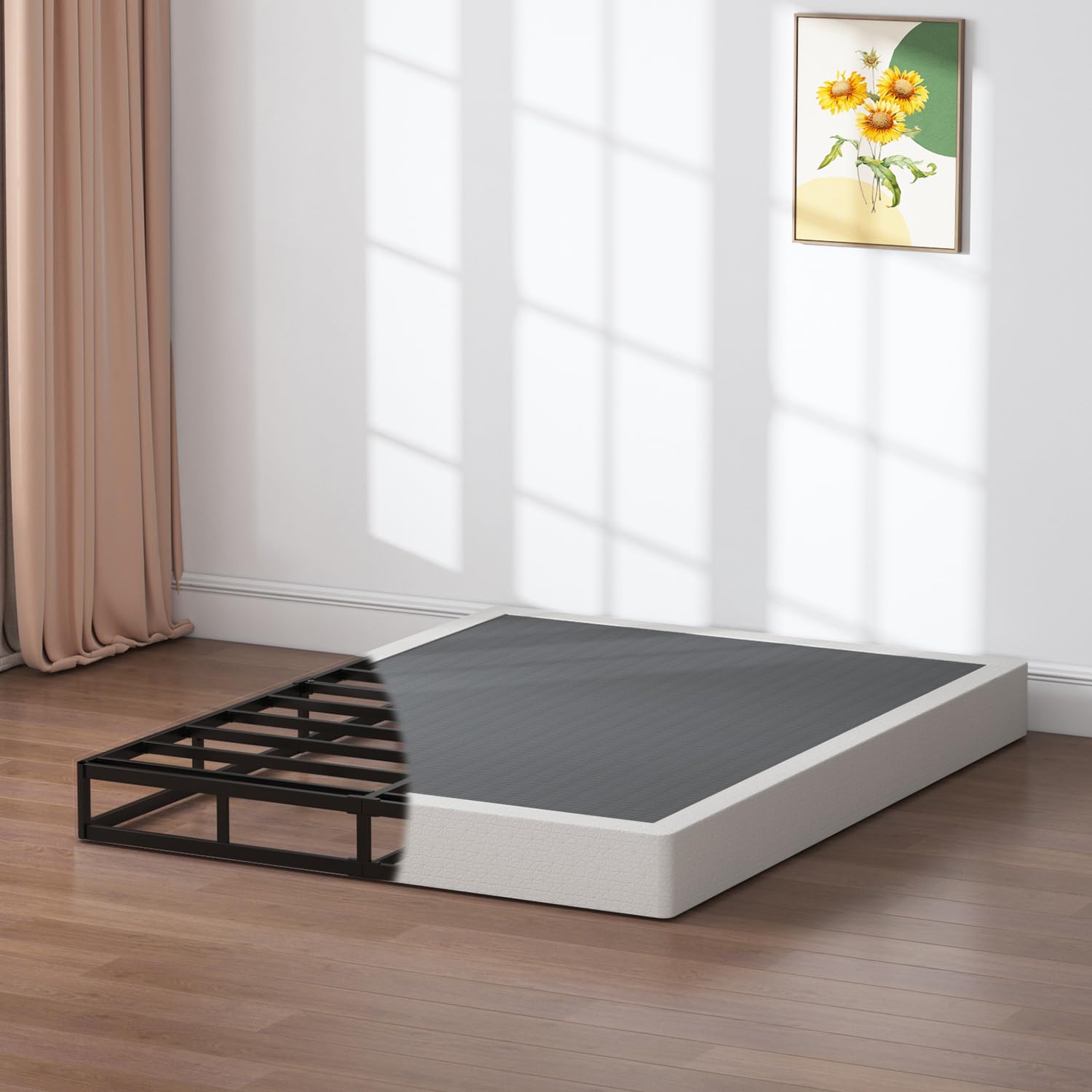 Quiet operation reduces squeaks on box spring foundation
