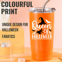 queen of halloween design travel tumbler 20oz