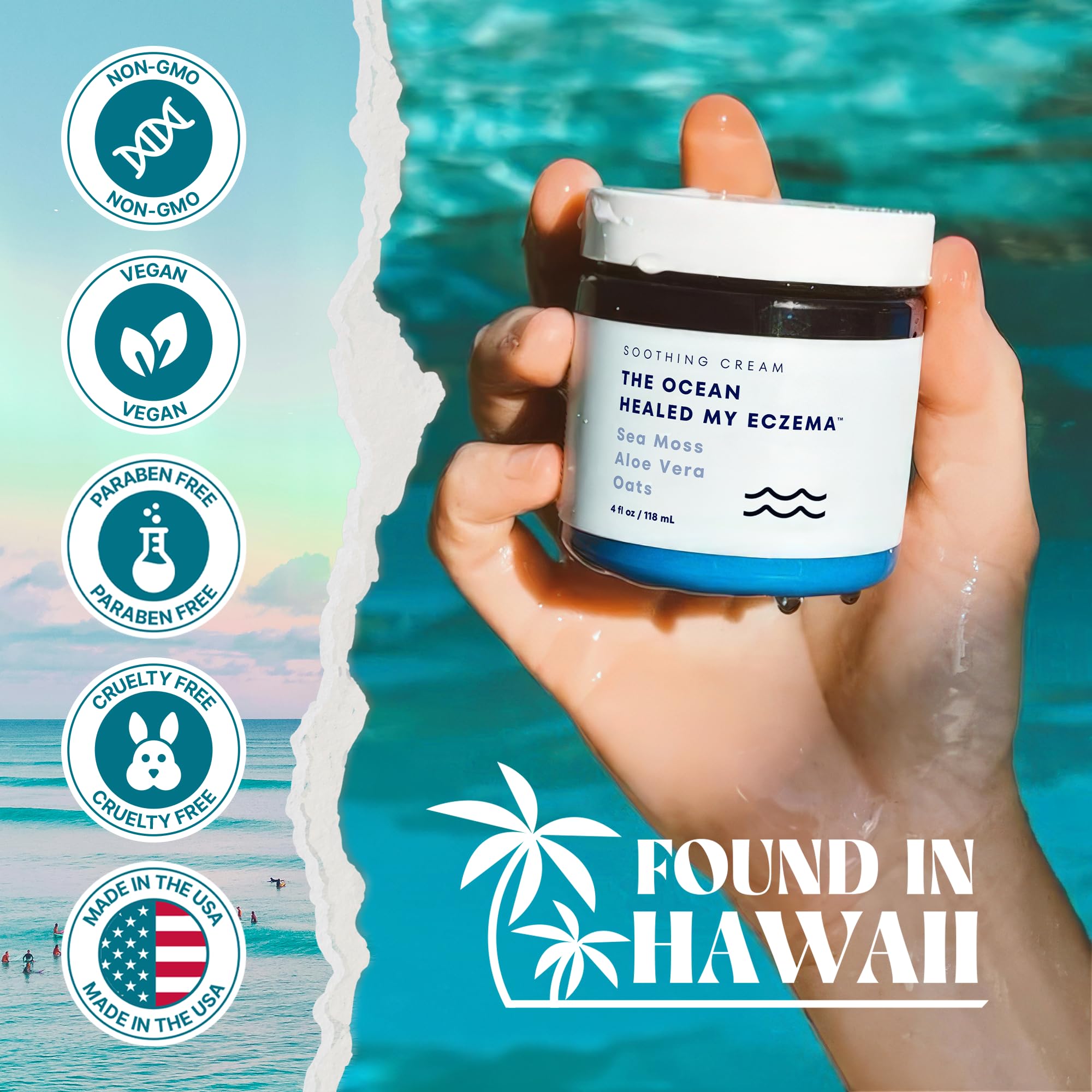 Anti itch fast absorbing eczema cream with sea moss and oatmeal