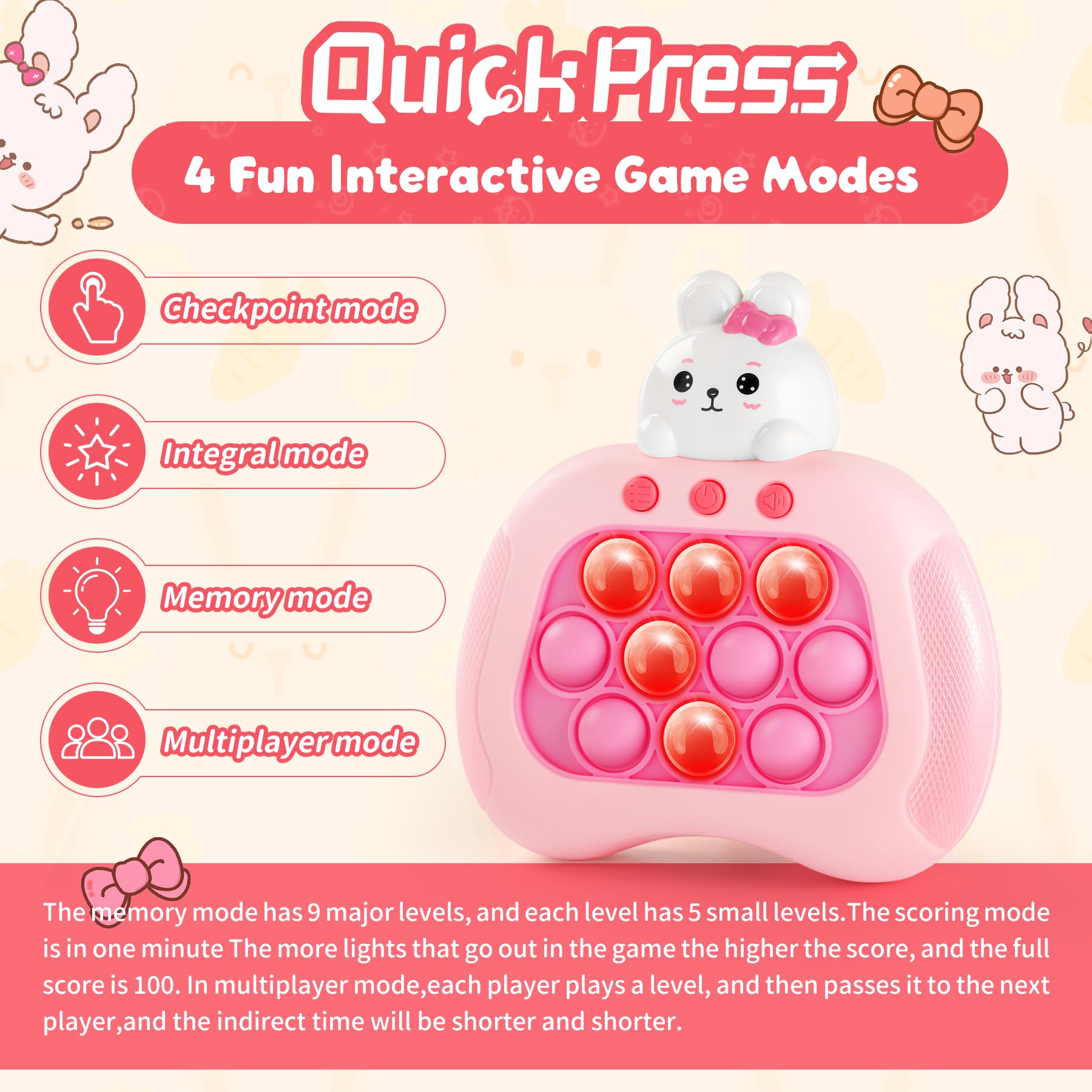 Quick push pop game for kids and adults