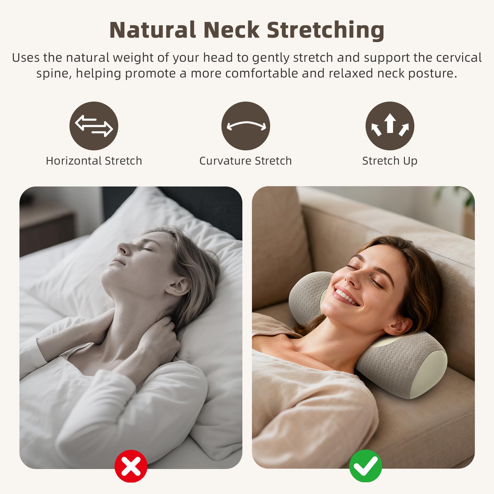 Removable washable cover for easy care on cervical pillow