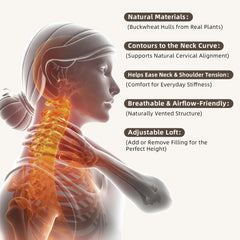 Adjustable fill and hidden zipper on Qirelle buckwheat pillow