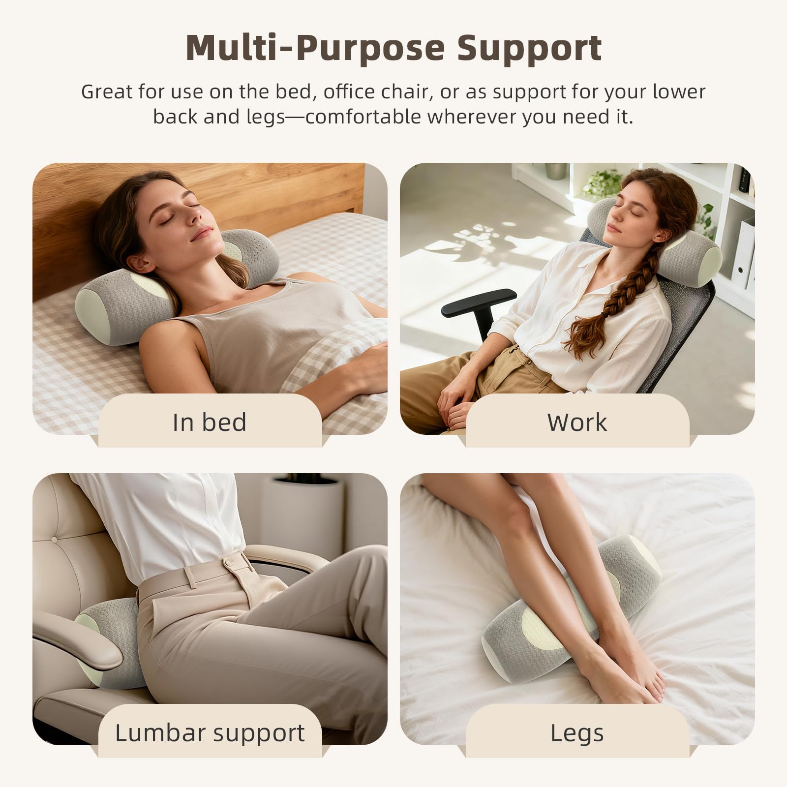 Pillow suitable for side and back sleepers with lumbar use