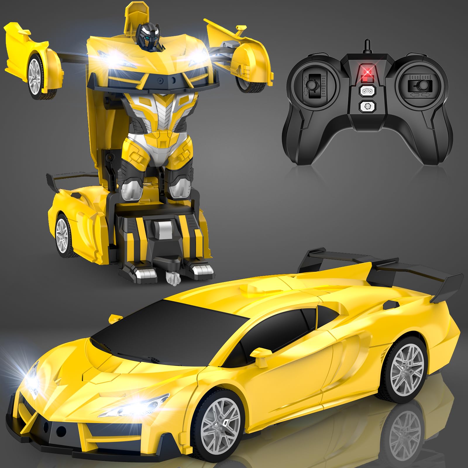 Qumcou 1:16 transform remote control car indoors on surface