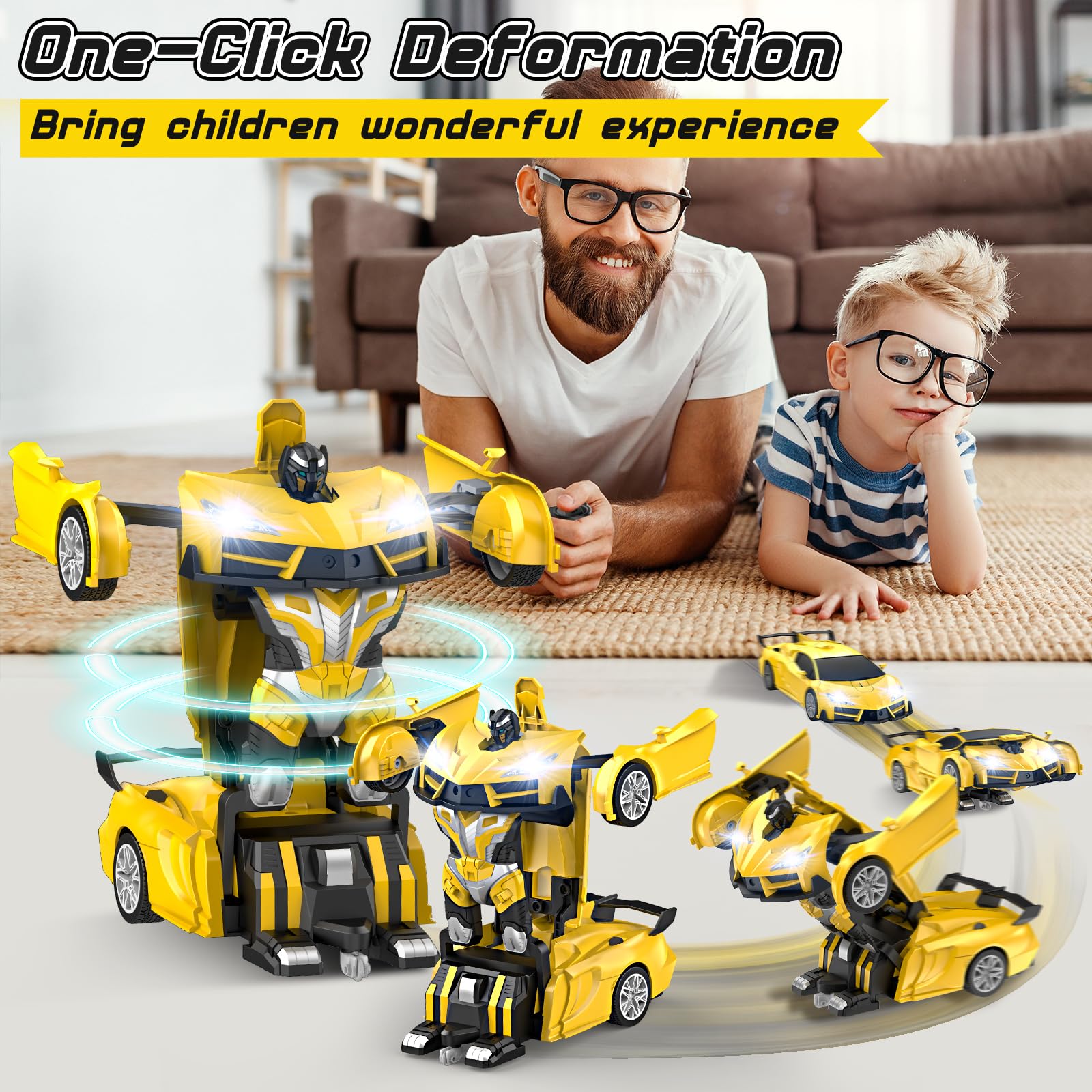 Qumcou yellow 1:16 scale RC car side profile