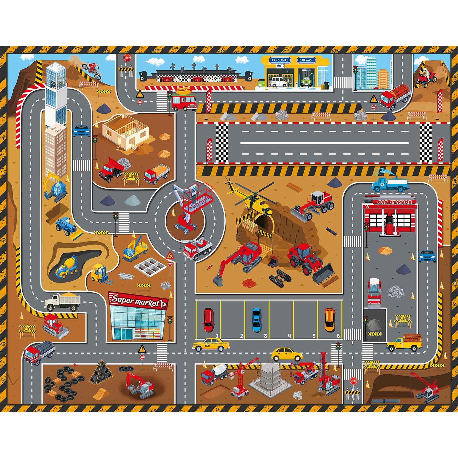 Faux wool texture and edge stitching on Quntue Kids Play Rug 4x5 Ft