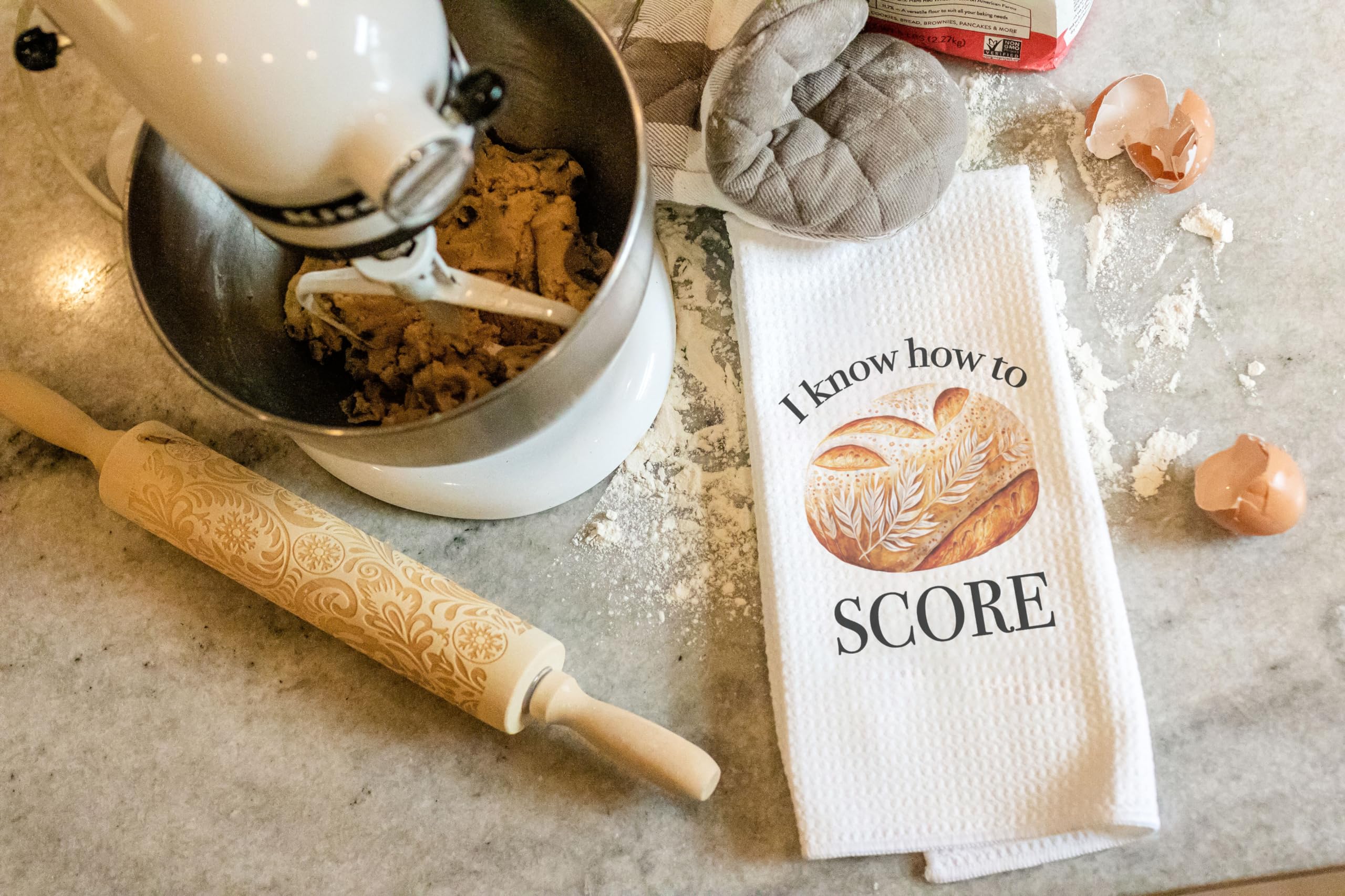 Quote Waffle Weave Dish Towel for baking
