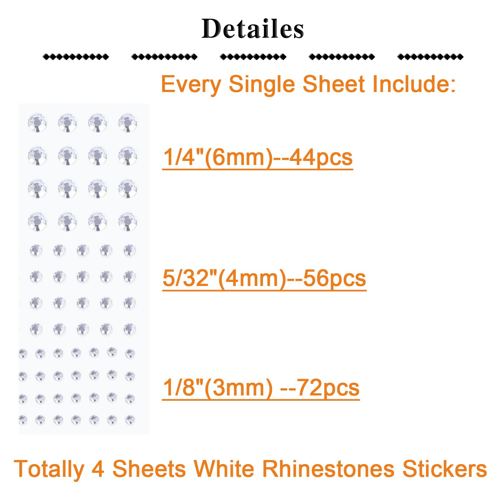 Face gems 6mm 44pcs per sheet