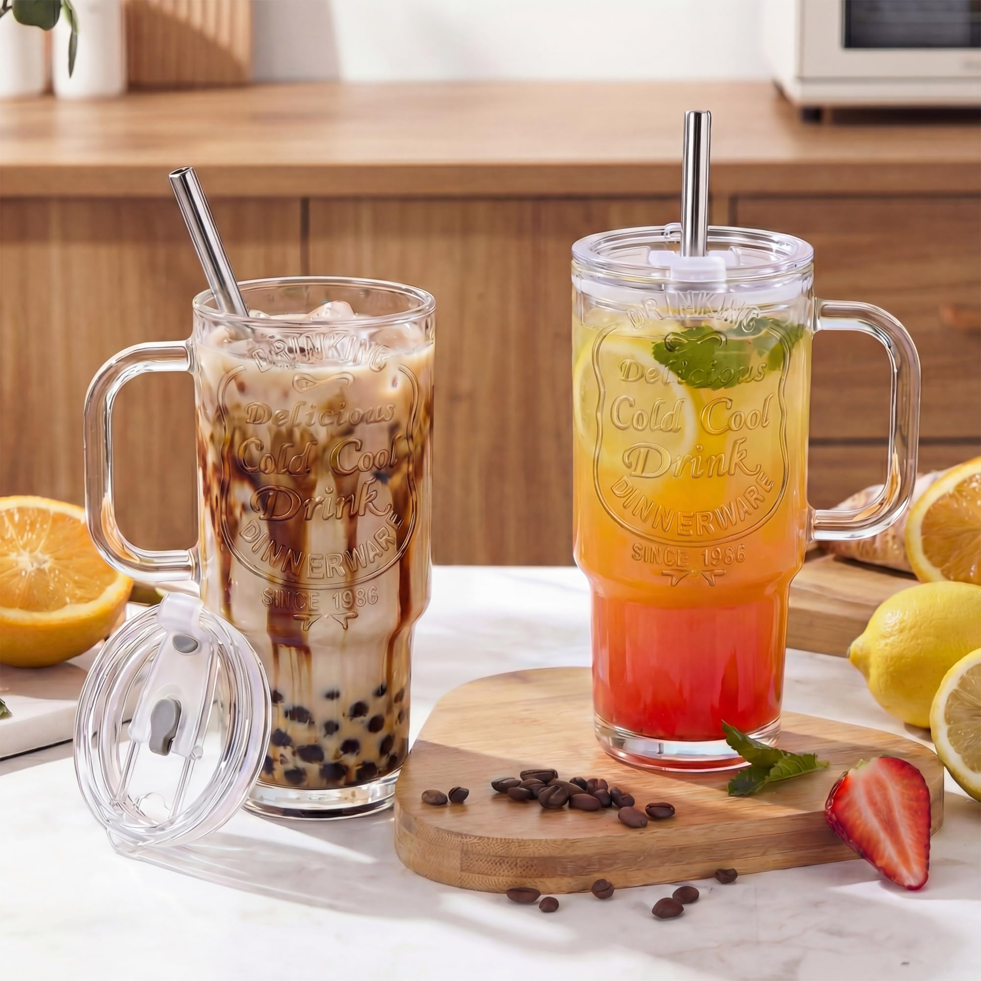 QWEZXO 2pcs glass tumbler set