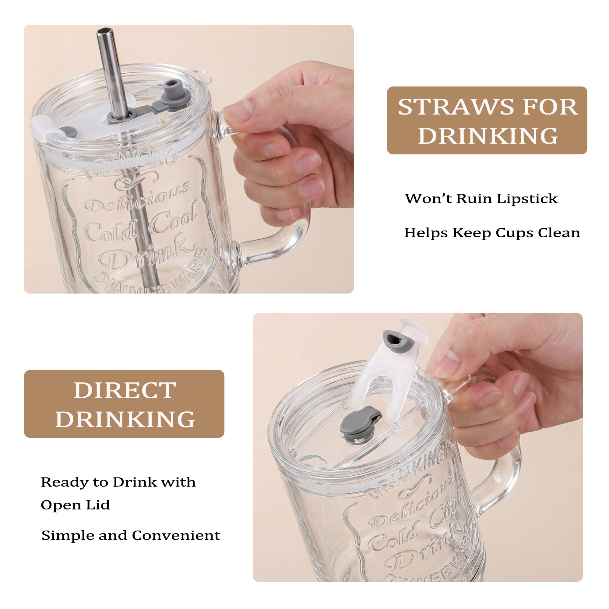 QWEZXO reusable glass cup dishwasher safe