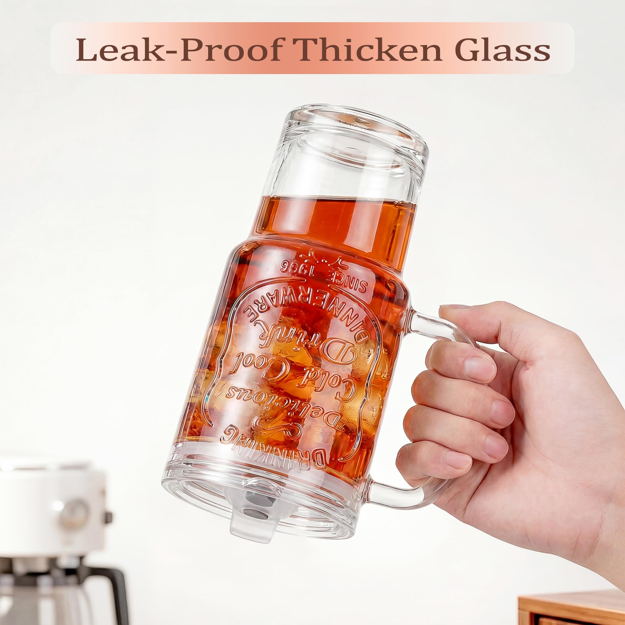 QWEZXO glass cup for water coffee tea smoothies