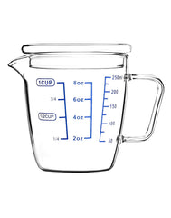 QWORK 250ML glass measuring cup with lid