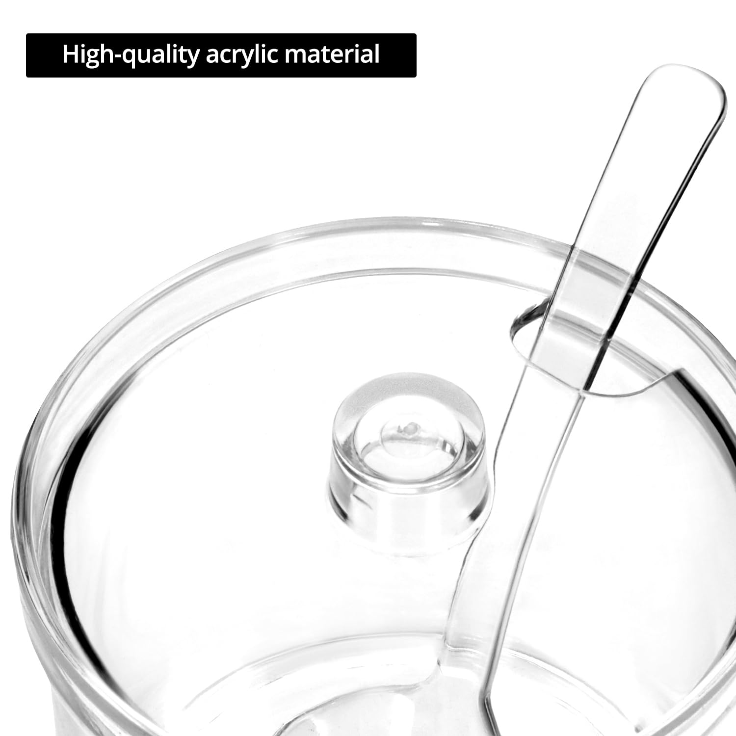 Sugar bowls in transparent acrylic showing 210 ml capacity