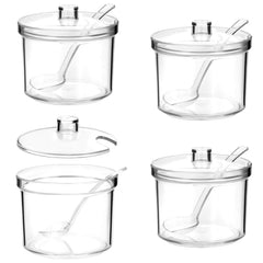 QWORK clear acrylic sugar bowl set with spoon close view