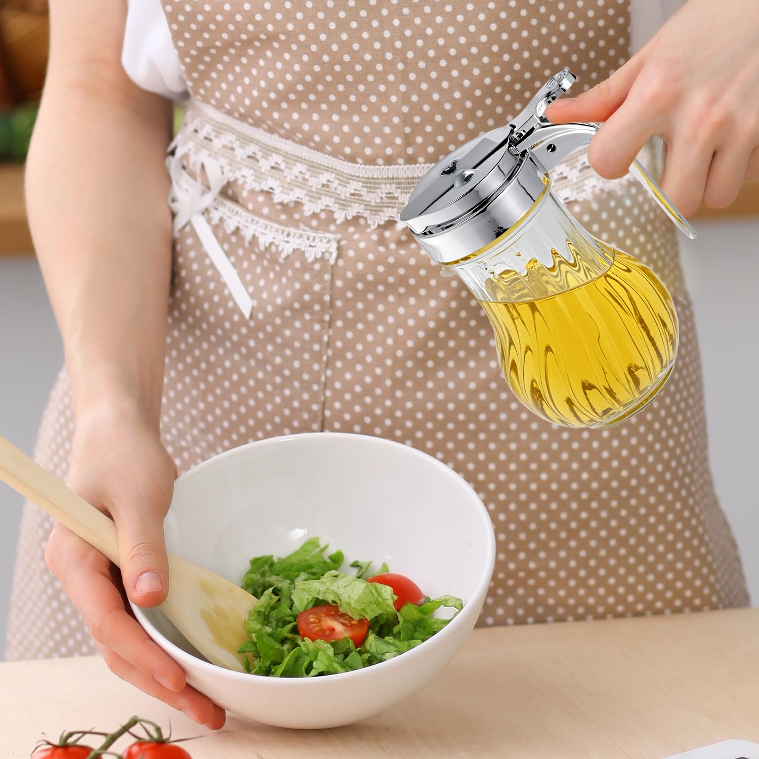 QWORK kitchen accessory glass syrup dispenser for toppings