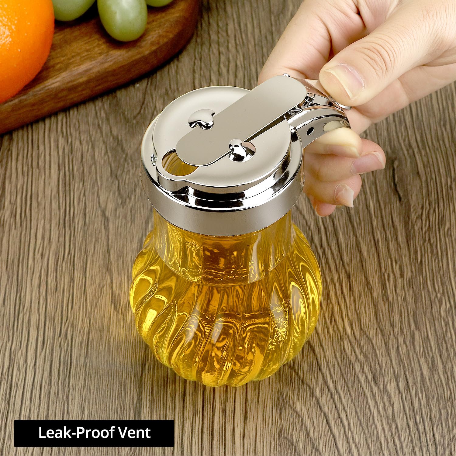 QWORK glass syrup dispenser suitable for honey and syrup