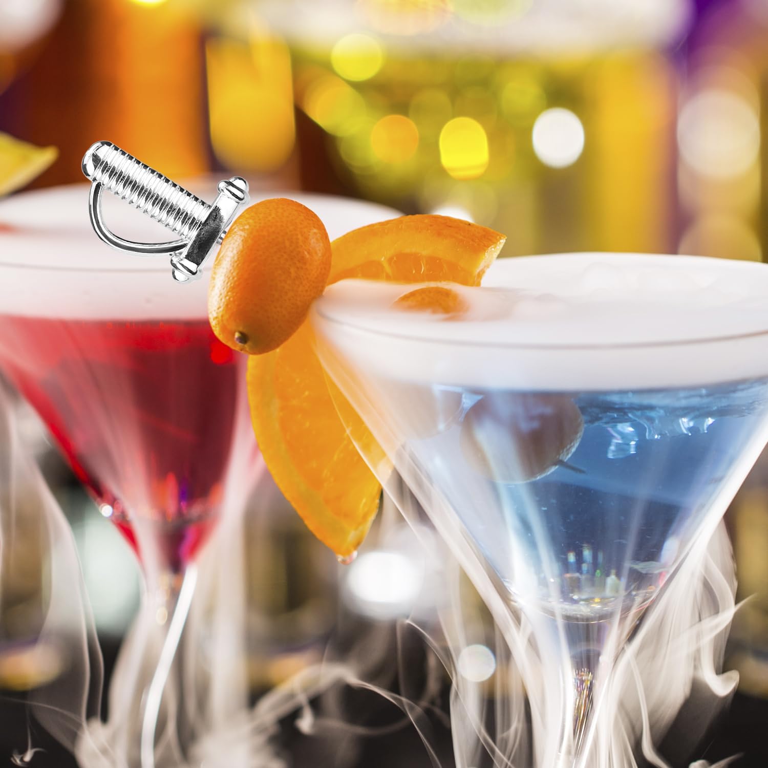 QWORK stainless steel cocktail picks at a party setting