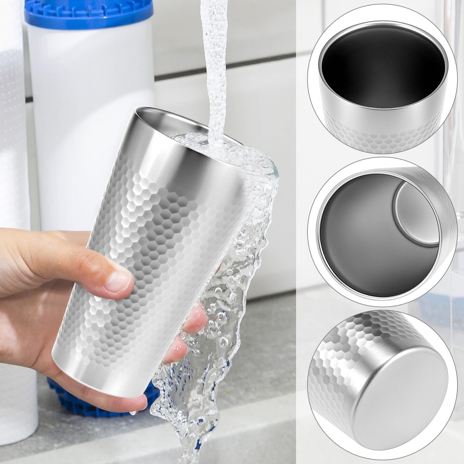 Dishwasher safe QWORK stainless steel insulated tumbler