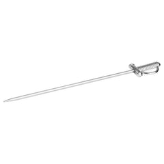 Sword-shaped 4-3-inch stainless steel cocktail pick close-up