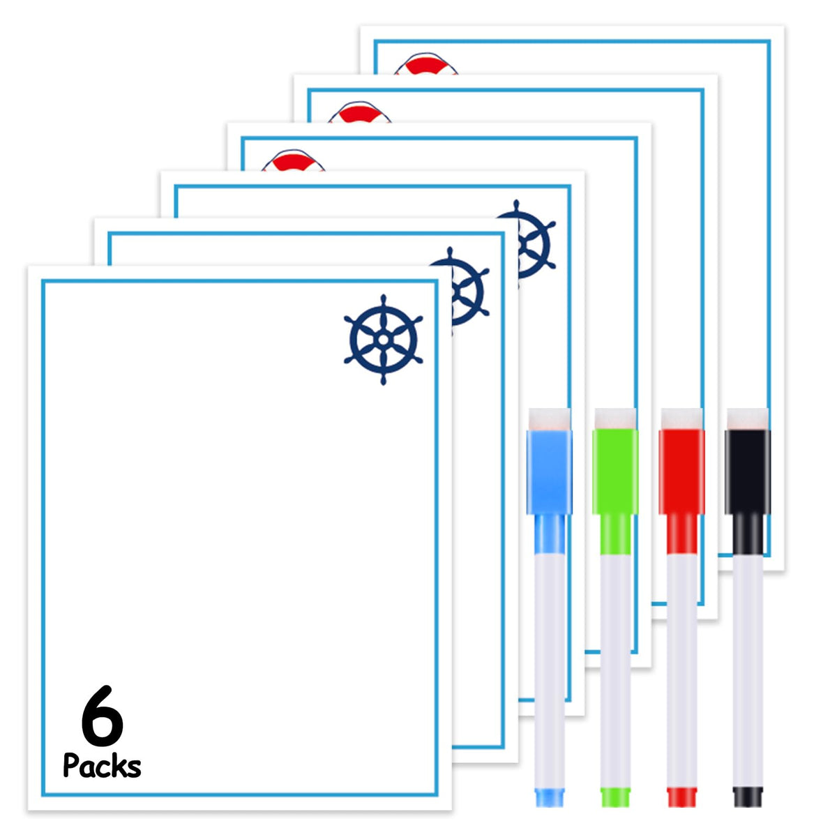 Qyeahkj whiteboard cruise door magnets set with 6 magnets and 4 erasable markers