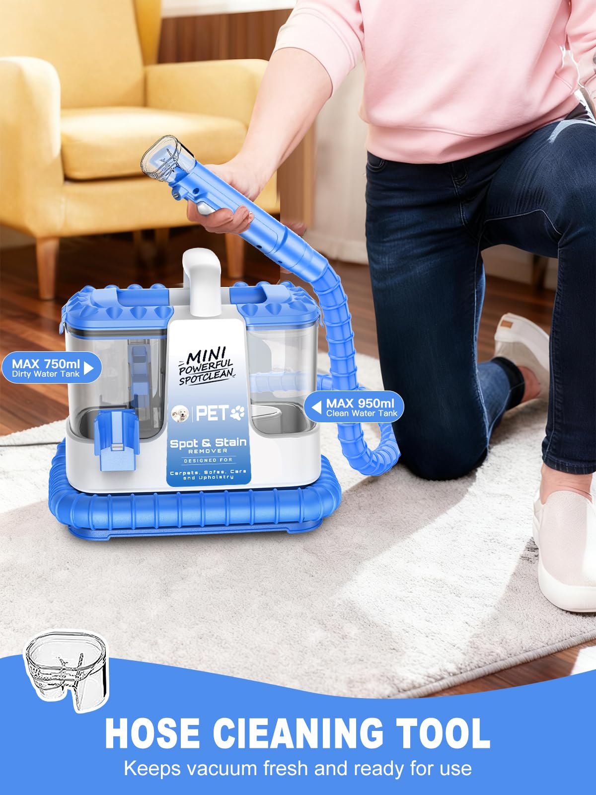 Blue QYNTO H3B cleaner suitable for pet messes and cars