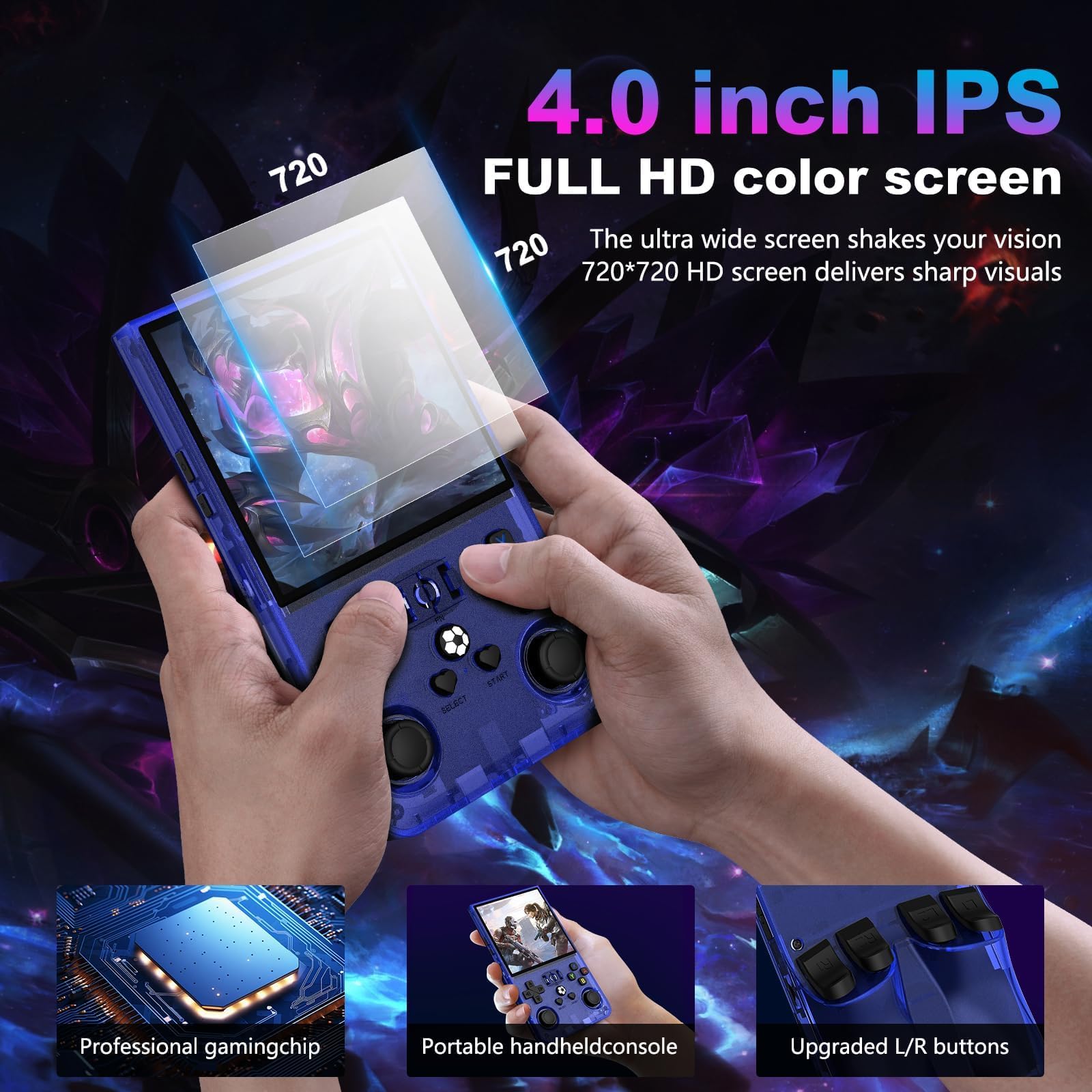 R36MAX retro handheld console 4.0 inch IPS display