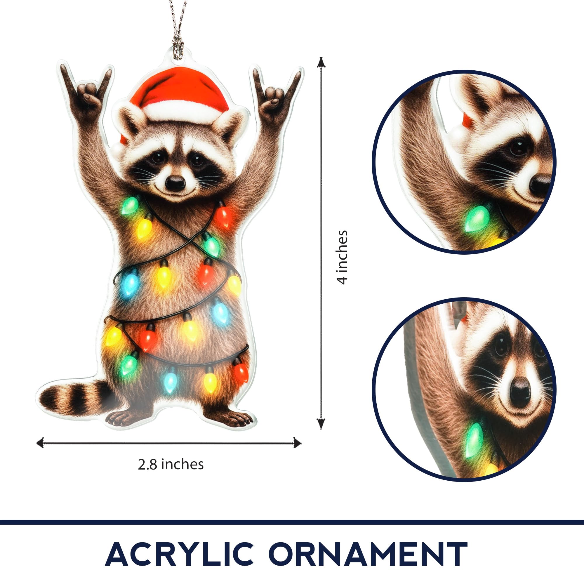 Ready to gift packaging with story card for raccoon ornament