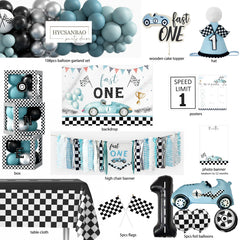 Race Car 1st Birthday Decoration race car foil balloon and balloons