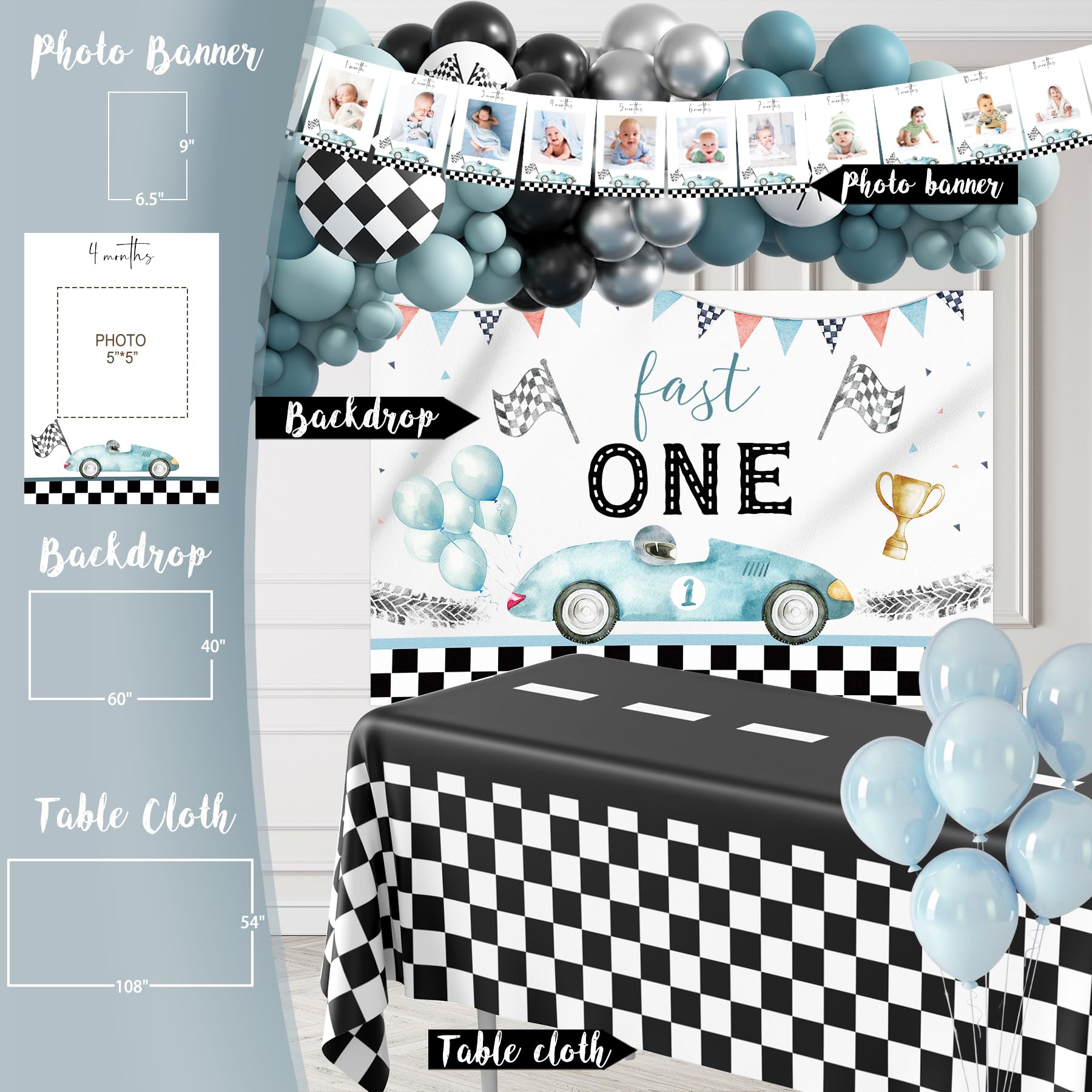 108pcs race car balloon garland with assorted balloons