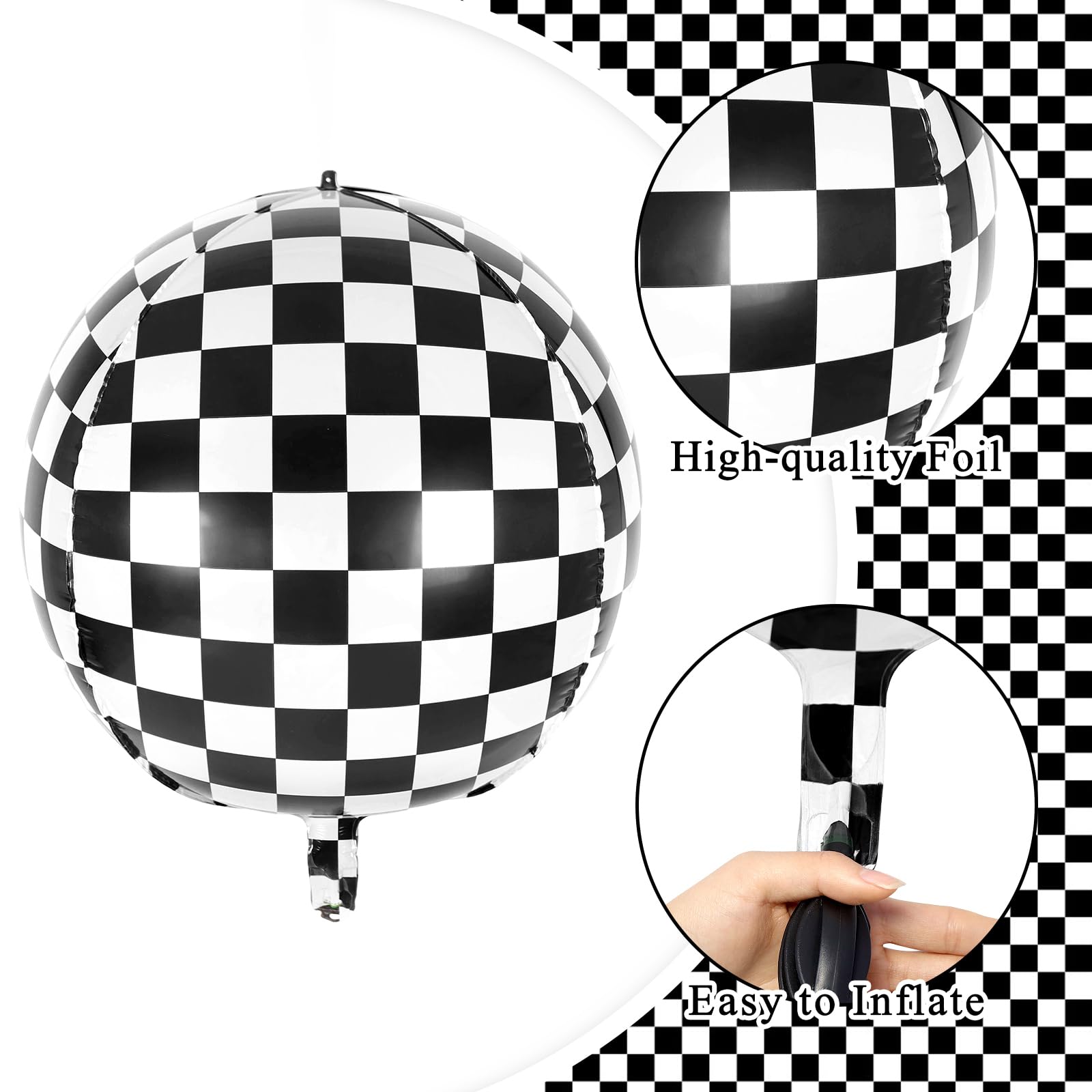 Birthday party decor checkered balloons set