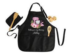 Rachel & AJ Baking Is My Therapy kitchen apron unisex
