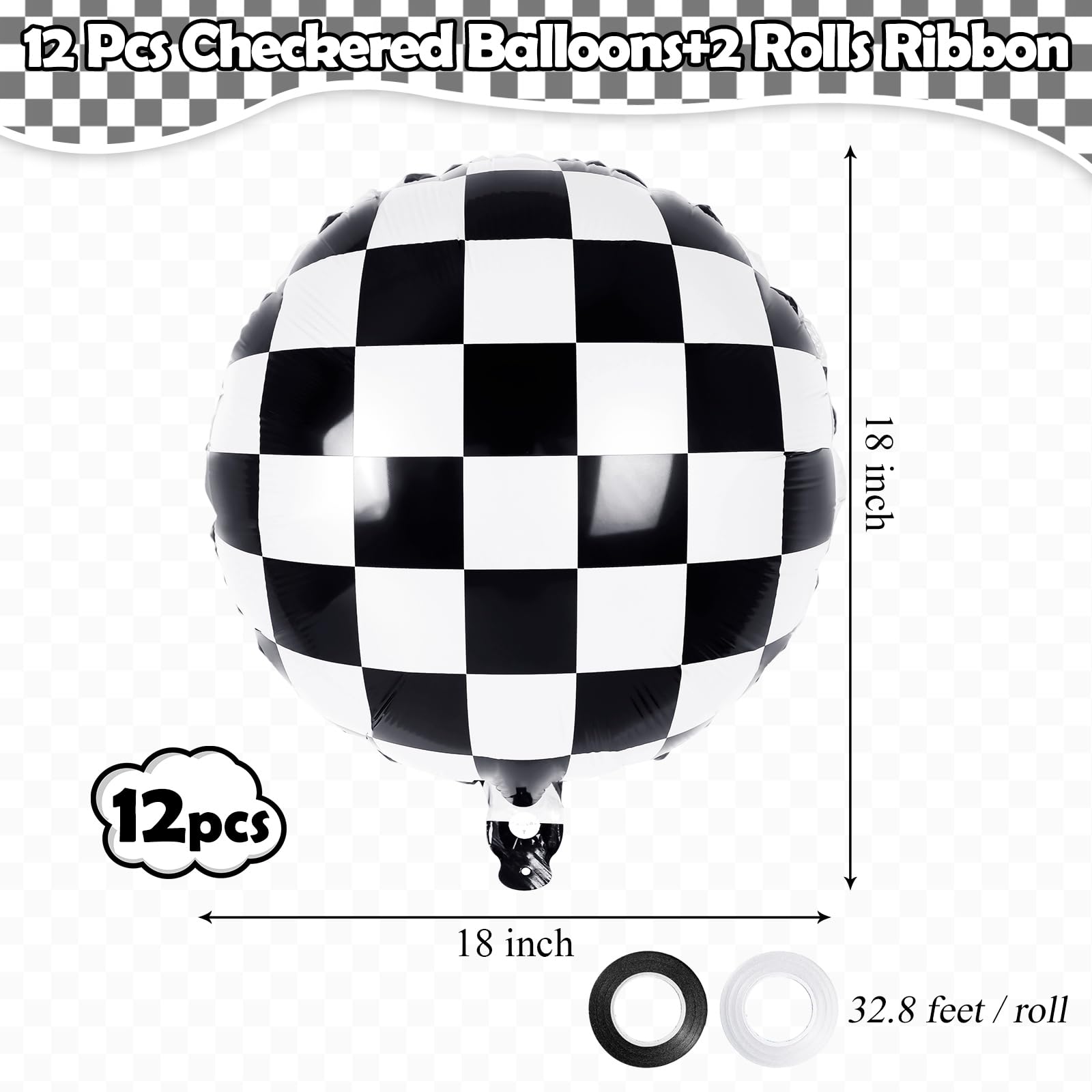 Racing checkerboard design balloon for race car party