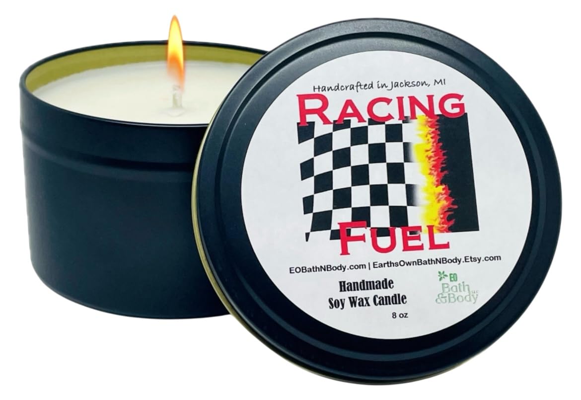 Racing Fuel 110 Hi Octane Soy Wax Candle 8 oz hand poured in Michigan
