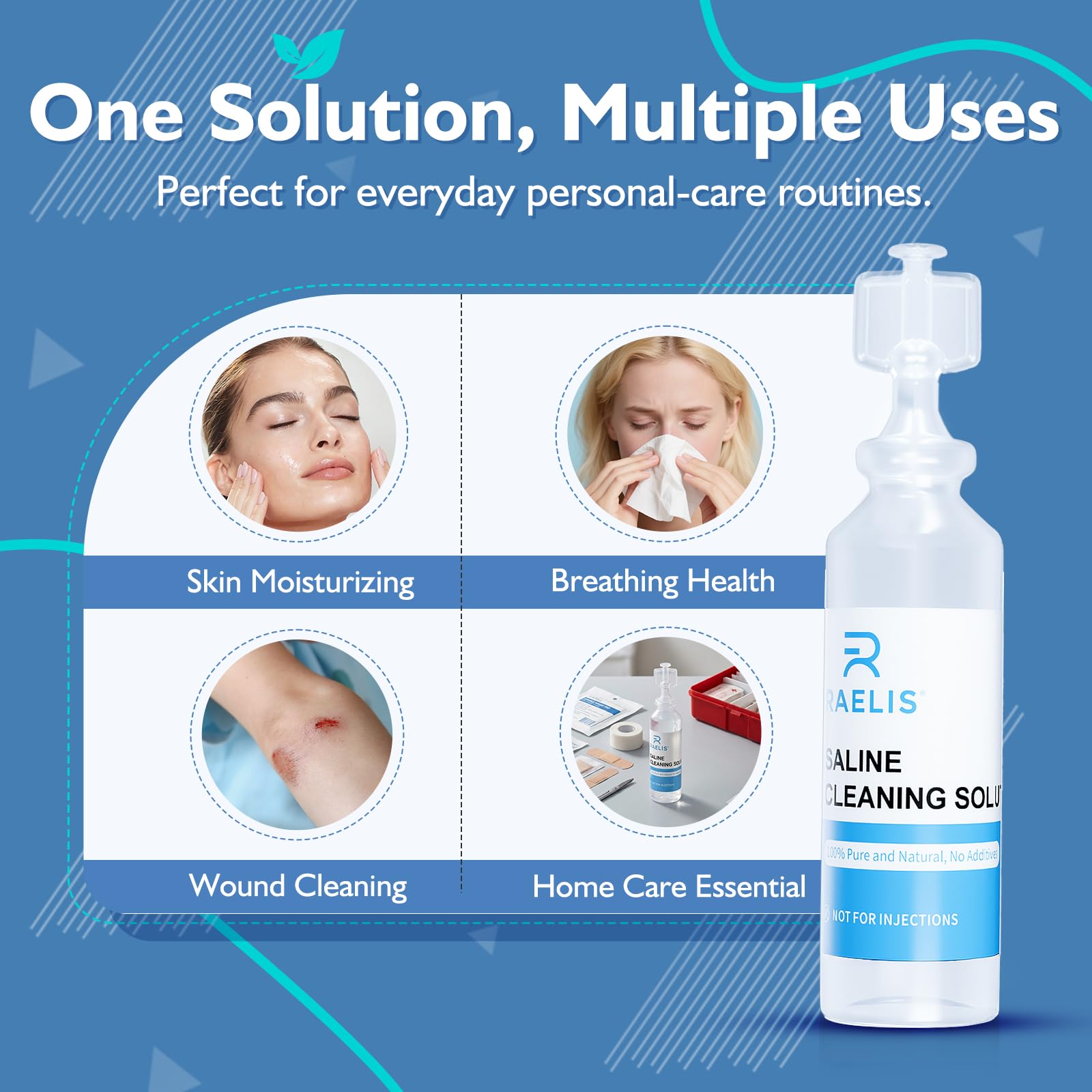 Gentle no additives 0.9% saline solution for daily care
