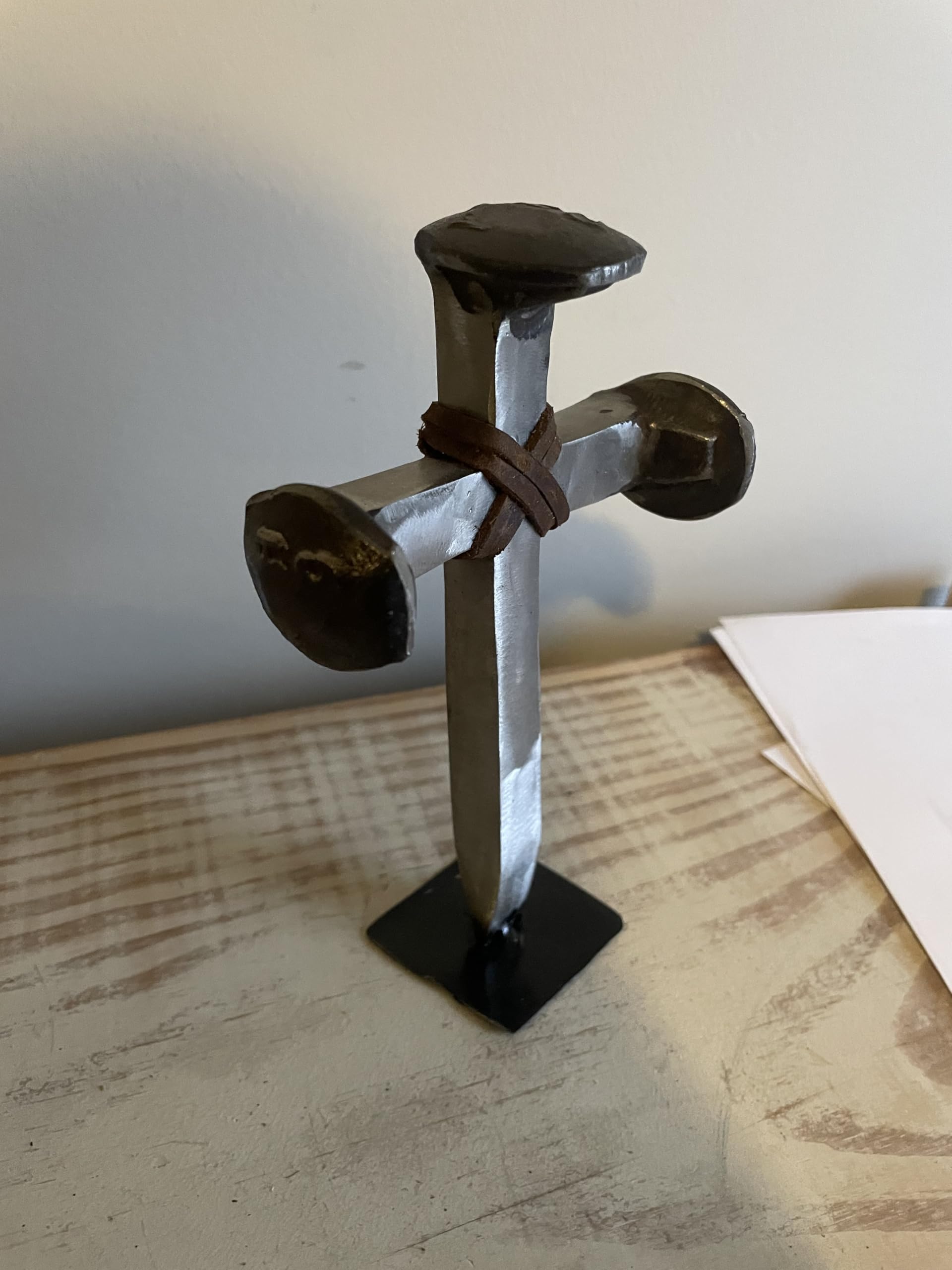 Wrapped center detail on Railroad Spike Cross 7 inch