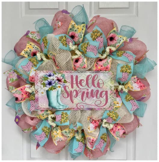 Pastel spring wreath sized 24 or 28 inches for decorative display