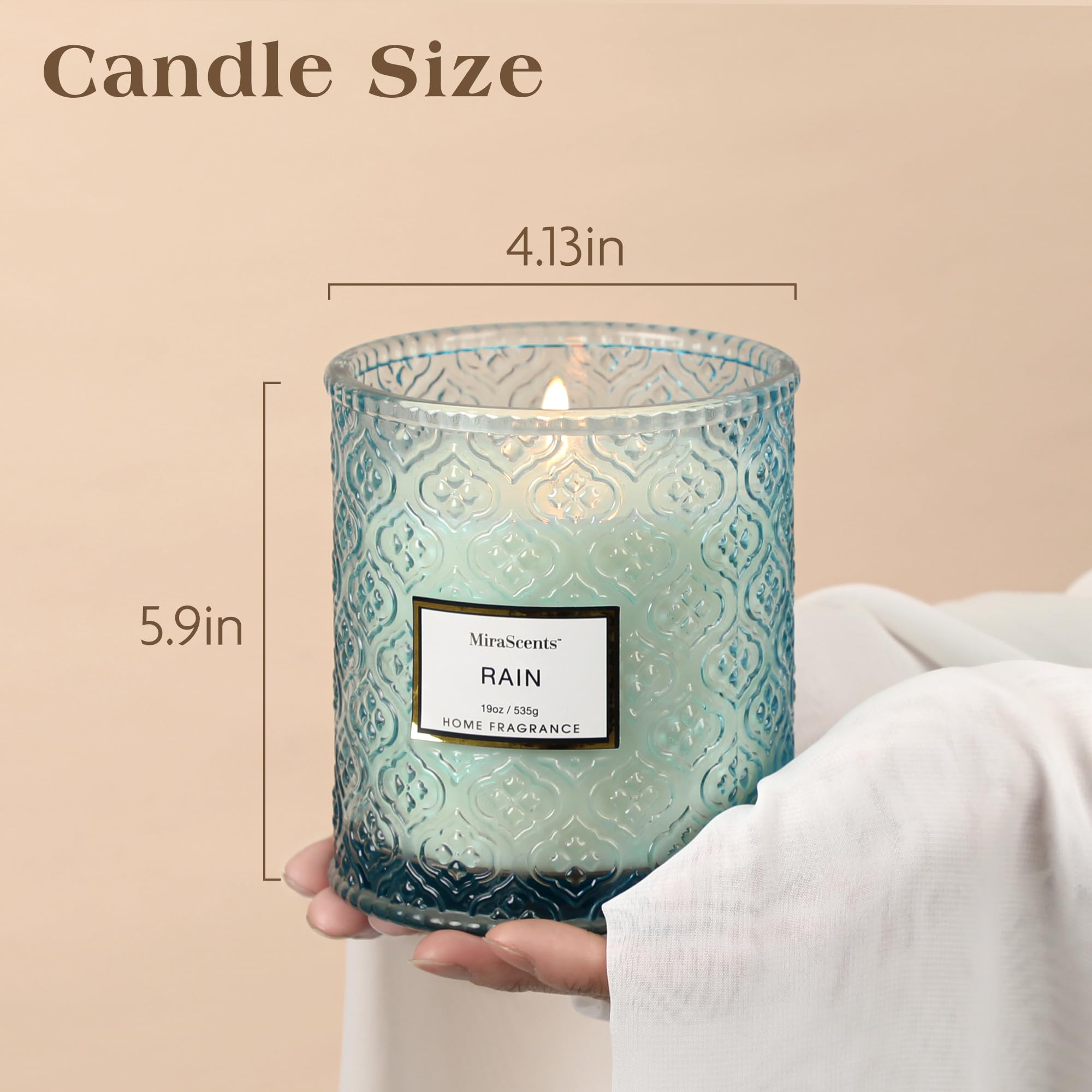 Gift ready Rain Summer Scented Candles for women in blue jar