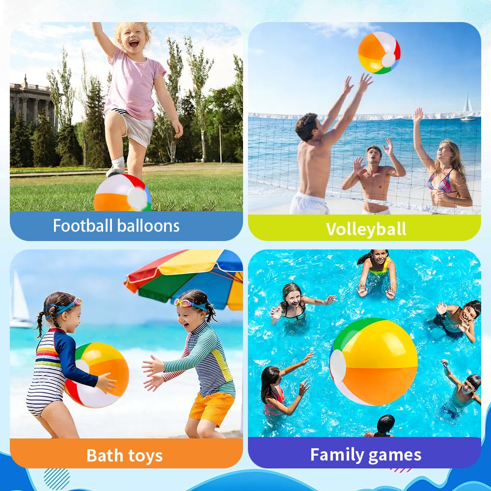 Inflatable 12in beach balls for kids pack of 24