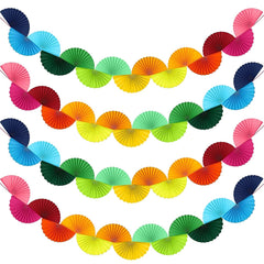 Rainbow fan garland 4 pack packaging and contents