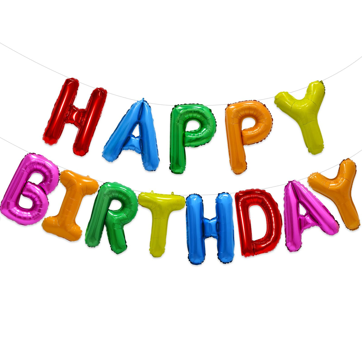 Rainbow Happy Birthday banner letters 16 inch foil balloons