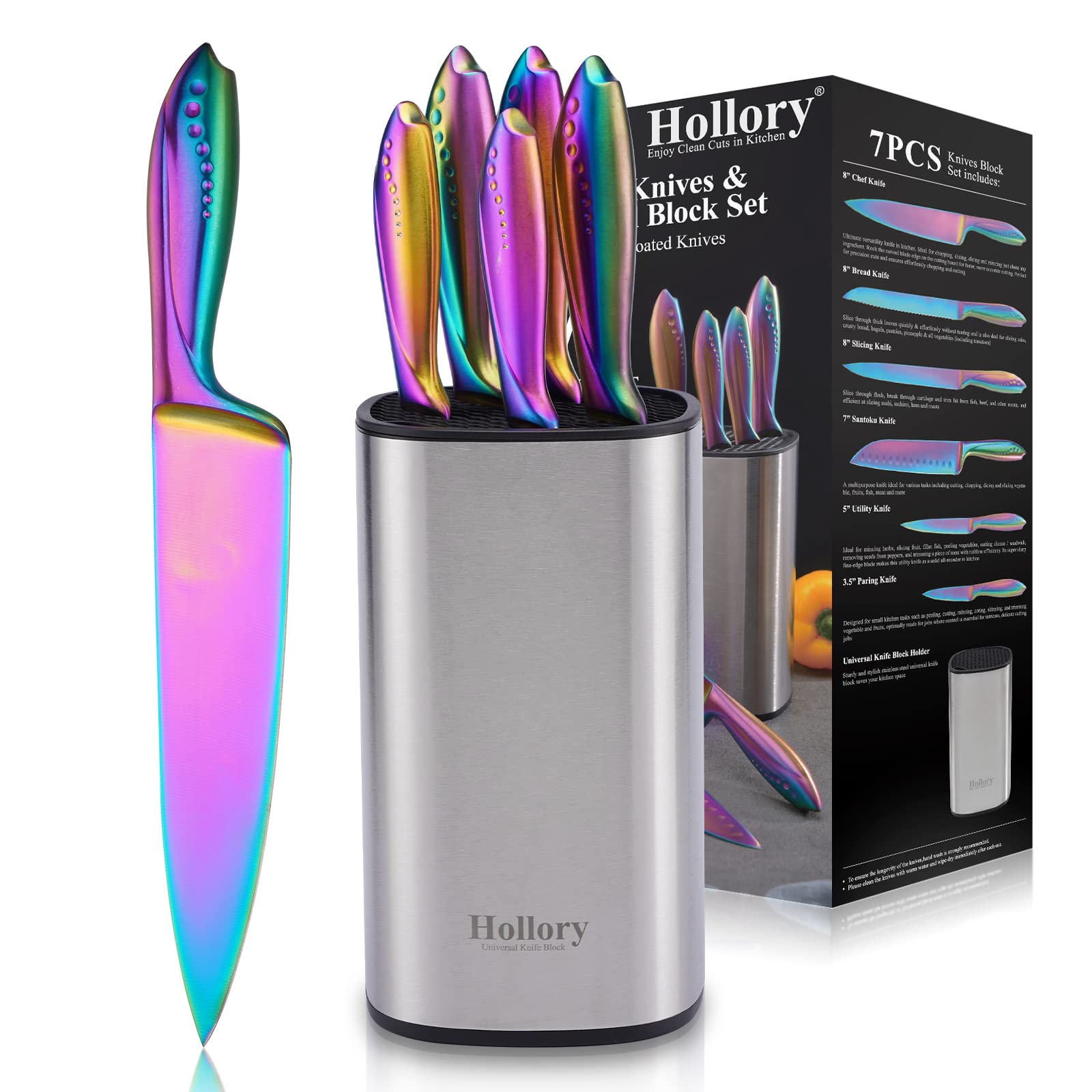 Rainbow Knives 8 inch Chef Knife from 7 piece set rainbow finish