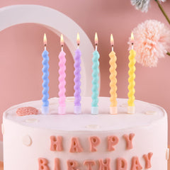 Rainbow spiral birthday candles with holders by PHD CAKE