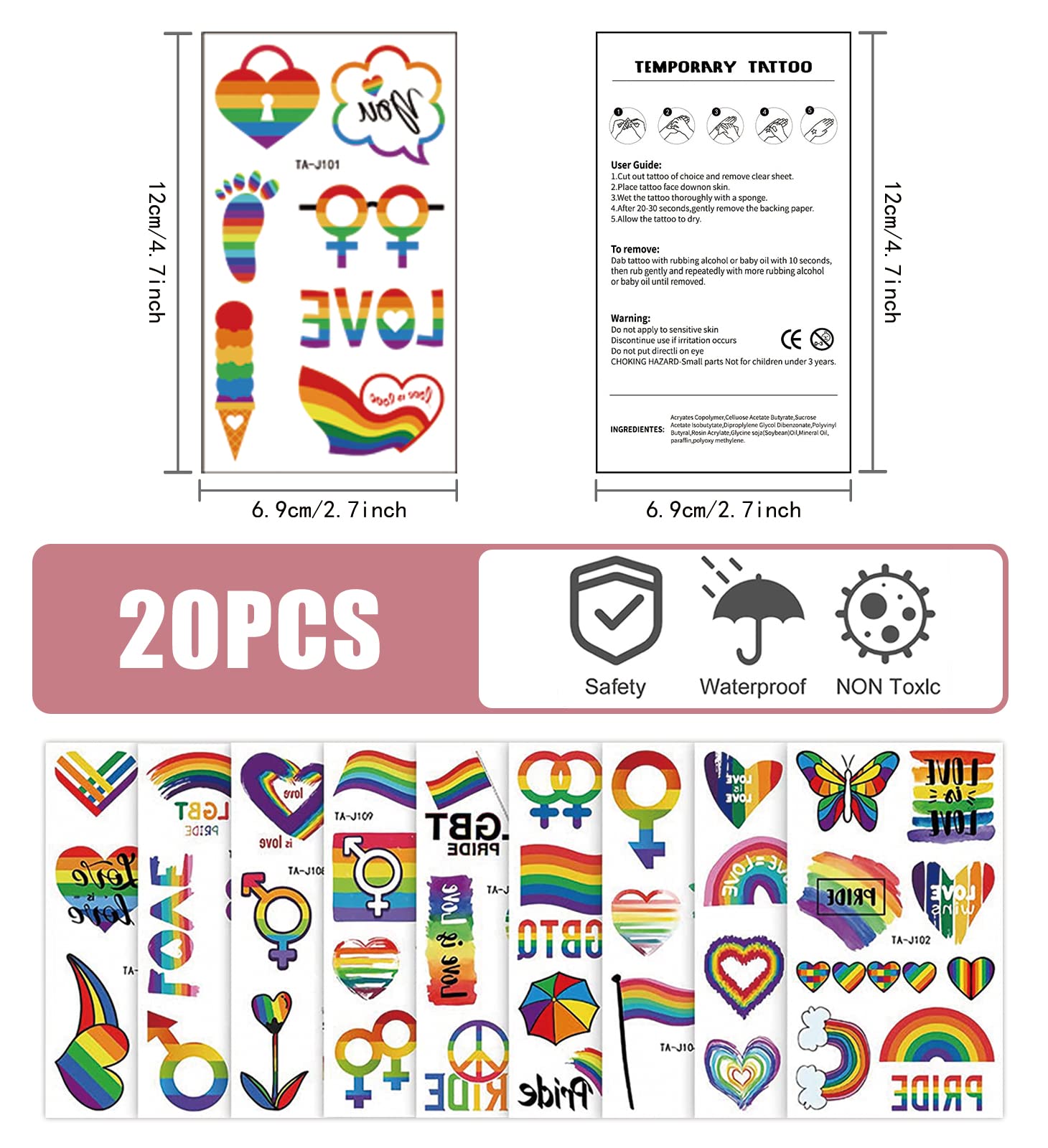 Pride Outfits for Women shown with tattoo stickers
