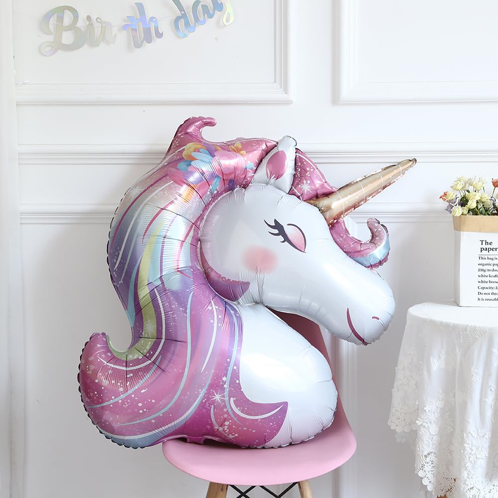 Rainbow unicorn foil balloons for wedding and party backdrop