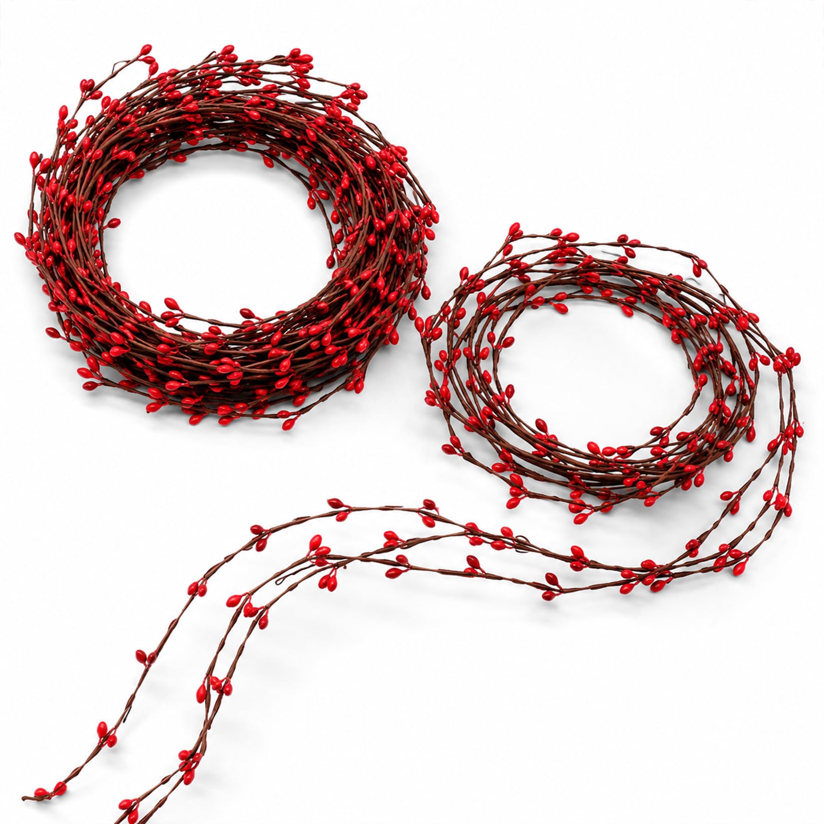 RAINFLOW red berry garland 40 ft two rolls for Christmas decoration