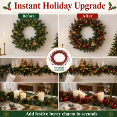 Reinforced foam berry design garland with secure attachment