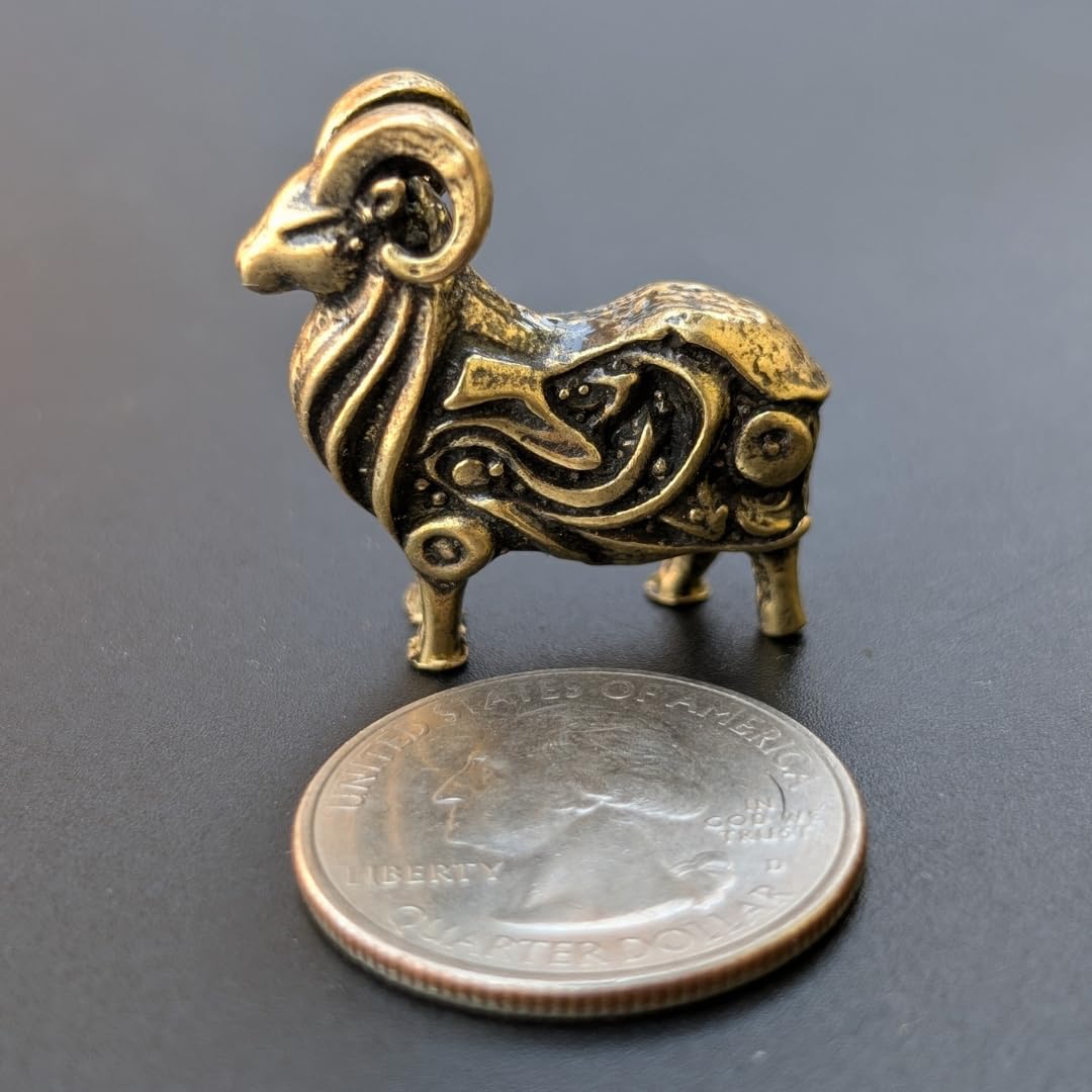 Antique finish brass ram sculpture