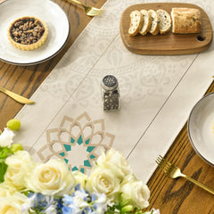 Ramadan lantern floral pattern on beige table runner